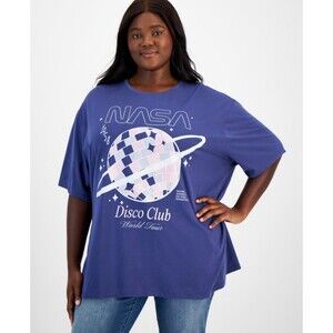 Grayson Threads, the Label Trendy Plus Size Nasa Disco Club T-Shirt, Blue, 1X